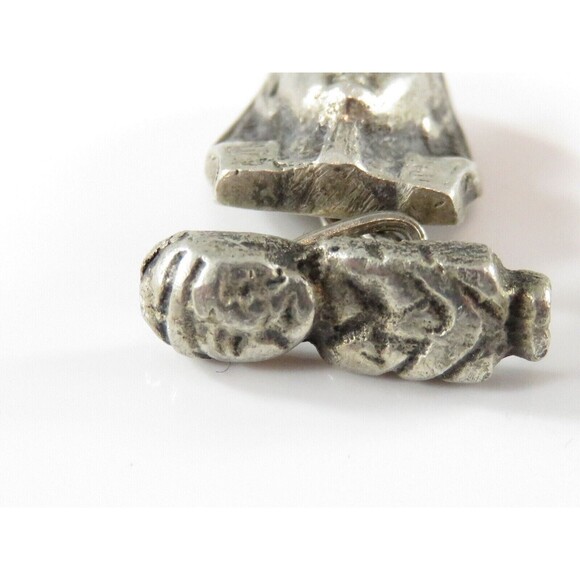 Art Deco King Tut Egyptian Revival 900 Silver Cufflink Set with Chain Linked Mum - Picture 2 of 8